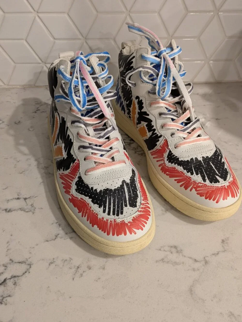 Marni x Veja V-15 High Multicolor Scribble VQ0202884B size 9